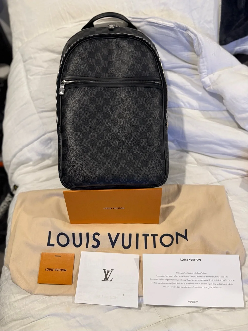 Louis Vuitton Black Damier Graphite Canvas Backpack with Silver Hardware